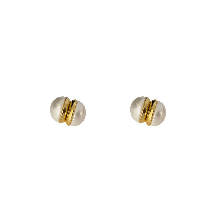 Pearl Non-Pierced Magnetic Painless Ear Clips for Women French Style Summer Earrings Light Luxury Niche Tea Series Ear Jewelry