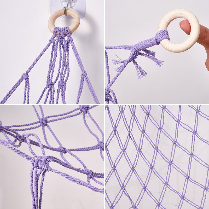 Handwoven Children's Room Corner Toy Storage Hammock Bedroom Decoration Triangle Plush Toy Storage Net