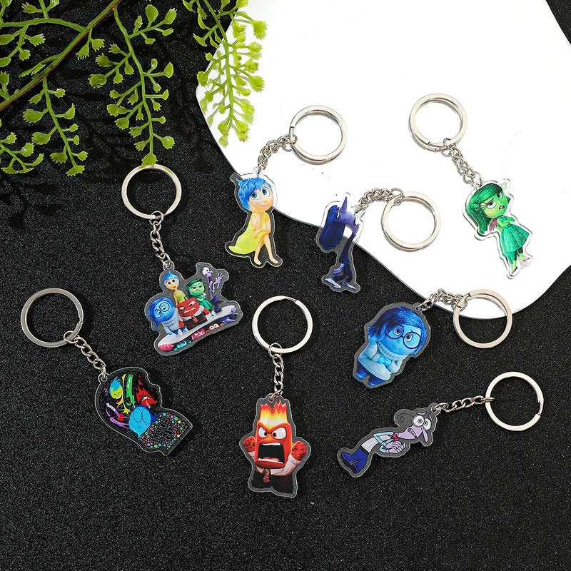 Disney New Movies Inside Out 2 Anime Acrylic Keychain Charms Cute Cartoon Pendent Keyring Strap Fashion Jewelry Accessory Gifts