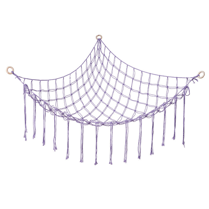 Handwoven Children's Room Corner Toy Storage Hammock Bedroom Decoration Triangle Plush Toy Storage Net