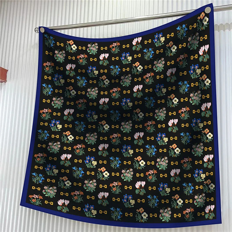 New Year Gift 90cm Large Square Scarf Scarf Women'S Scarves Spring And Autumn Style Fashion Shawl European American Twill Print