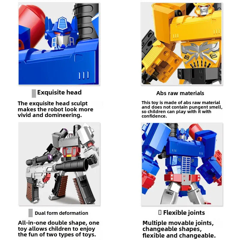Children Action Figure 2in1 Transforming Robot Gun Toy Transforming Robot Figure Multi Articulated Joints Boys Collection Gifts