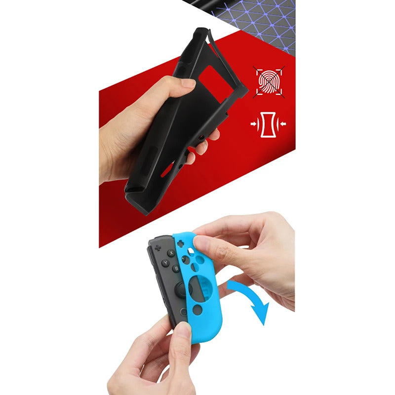 Protective Case Compatible With  Switch OLED Console And Joy-Cons, Switch Can Be Inserted In Dock With Shell