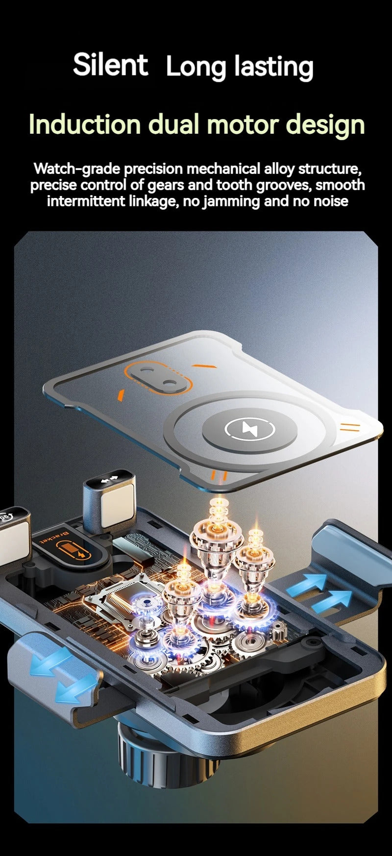 2025 New F18 Car Wireless Charger Holder Auto-Sensing Electric Telescopic 90° Rotation Ambient Light Universal for Cars/Phones