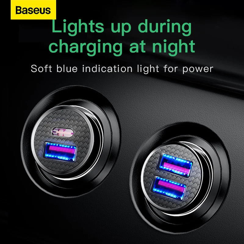 Baseus 5pcs USB Car Charger Quick Charge QC4.0 QC3.0 PD3.0 SCP PPS 5A Type C 30W Fast USB Charger For iPhone Xiaomi Mobile Phone