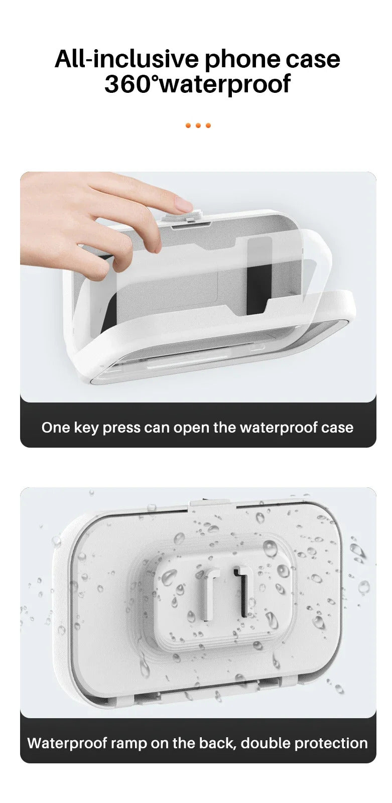 New Rotation Waterproof Bathroom Phone Wall Mount Holder Adjustable Shower Phone Case Stick on Wall Bathroom Toilet Phone Holder