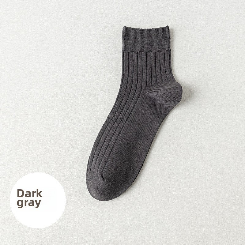 Socks Men's Spring and Summer Thin genuine goods Cotton Double Needle Drawable Mid-Tube Socks Anti-Bacterial Odor Bone-Free Sweat-Absorbing Men's Socks