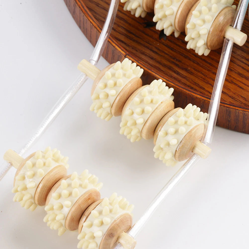 Wood Back Massage Roller Rope, Wood Therapy Cellulite Massage Tools, Self Massage Tools for Neck Leg Back Pain Relief Body Care