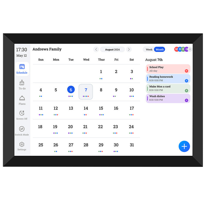 All-in-One Family Smart Calendar: Touch Screen Wall Display w/ Desk Stand - Sync Schedules, Chores, Photos & Videos via App| Never Miss an Event!"