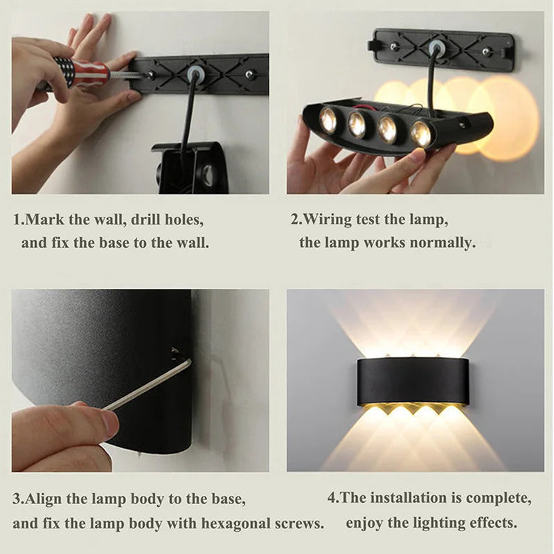 Aluminum LED Wall Lamp Waterproof IP65 interior wall light Up and Down Outdoor Garden Lights Bedroom Living Room Stairs Lighting