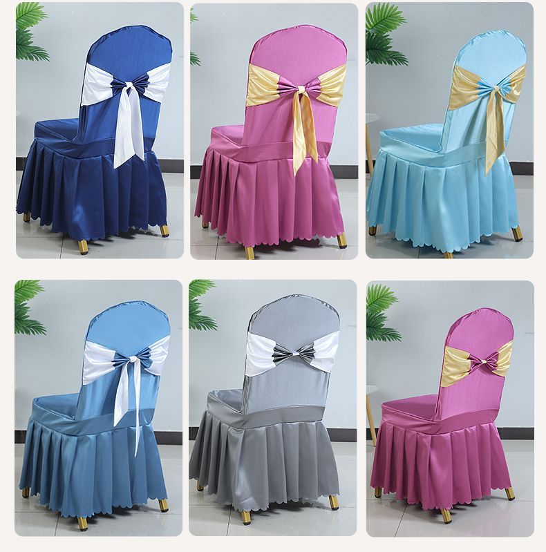 Hotel Restaurant Banquet Chair Cover Dining Chair Seat Stool Bench Wooden Chair Universal Chair Cover with Bowknot