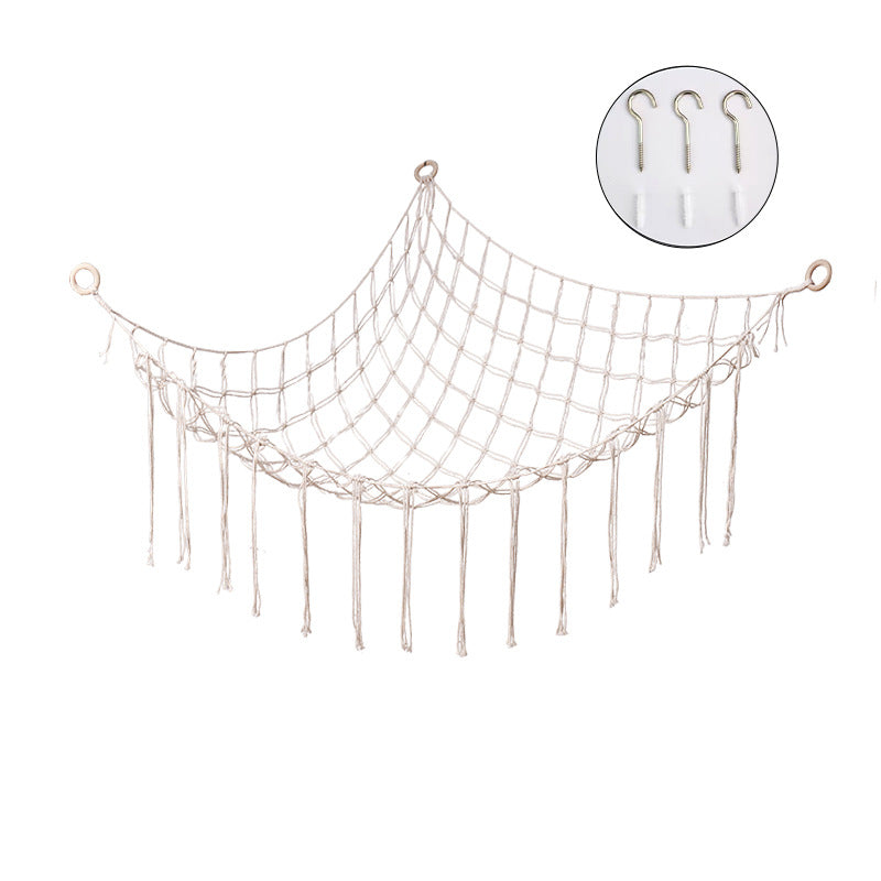Handwoven Children's Room Corner Toy Storage Hammock Bedroom Decoration Triangle Plush Toy Storage Net