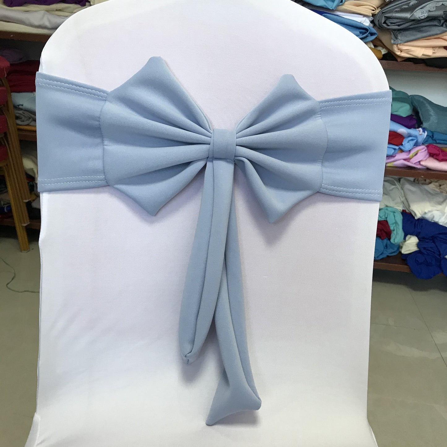 V45O Banquet Elastic Chair Cover No Tie Bowknot Chair Back Flower Decoration Wedding Hotel VIP Stool Strap