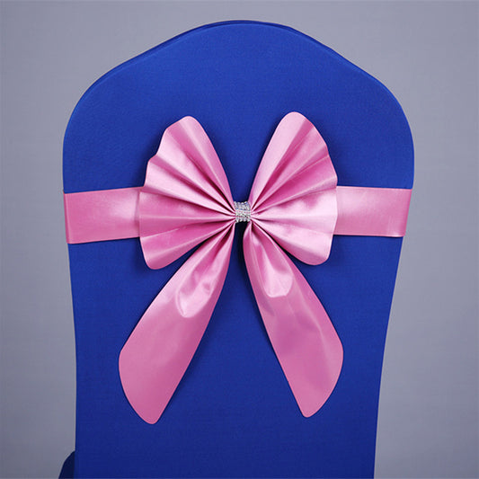 Wedding Chair Back Flower Decoration No-Tie Elastic Bow Chair Sash Chair Cover Chair Back Hotel Banquet Special