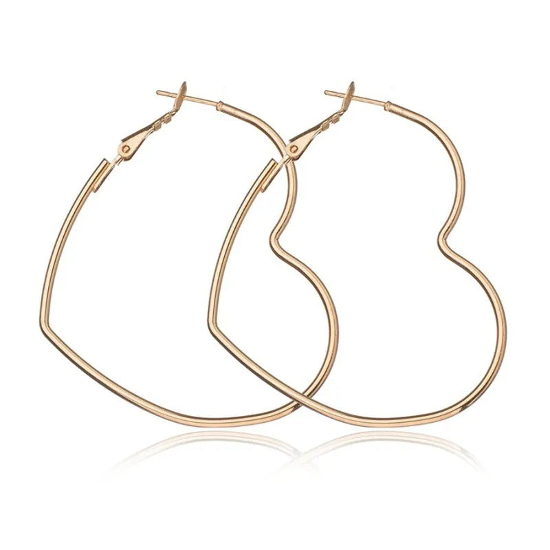 Cute Hollow Big Heart Hoop Earrings For Women Gold Silver Color Simple LOVE Trendy Romantic Jewelry Wholesale Nice Gifts