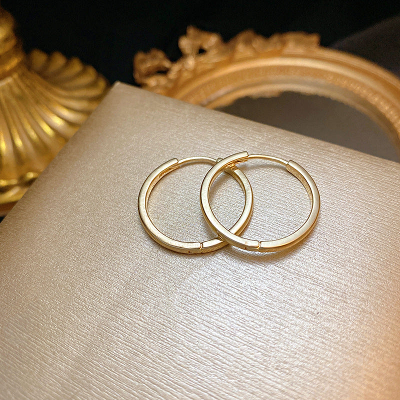 925 Silver Needle Hong Kong Style Retro Metal Earrings Women's High-Grade Geometric Simple Bracelet Ear Clip All-Match Exaggerated Commuter Earrings