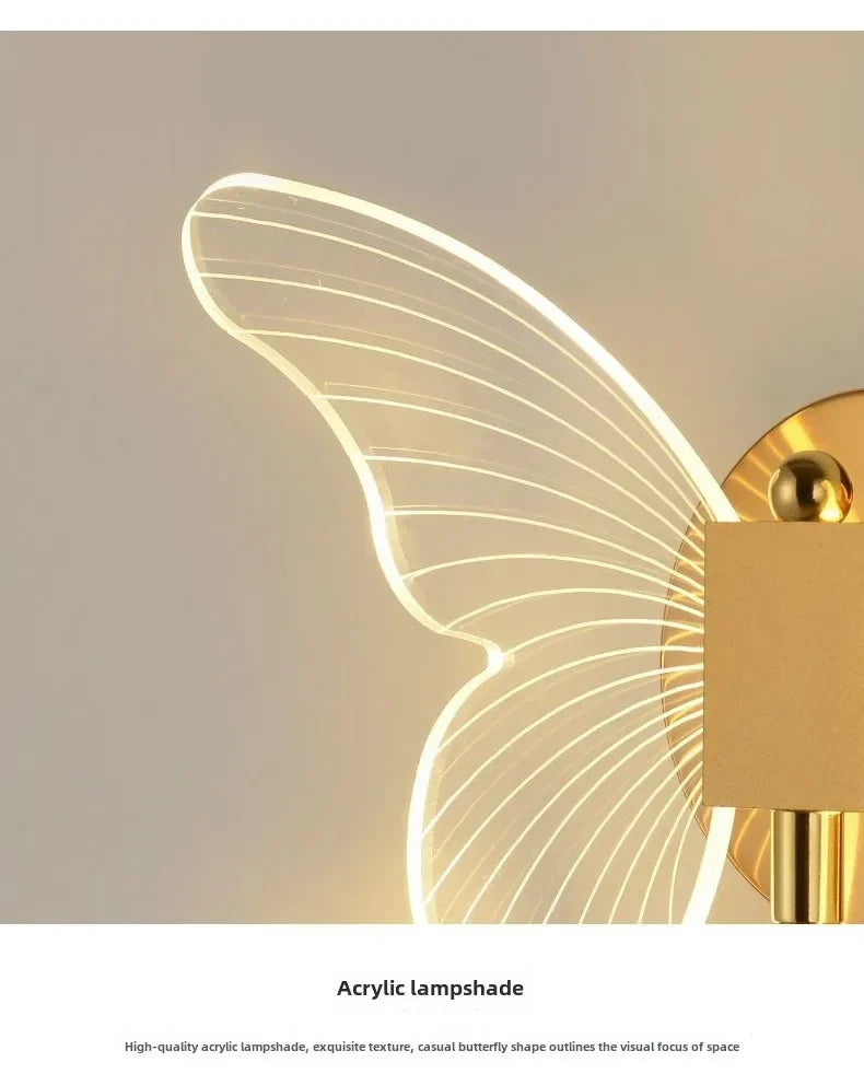 Butterfly Wall Lamp Corridor Lamp Modern Simple Creative Nordic Living Room Bedside Bedroom Lamp LED Indoor Lighting Decoration