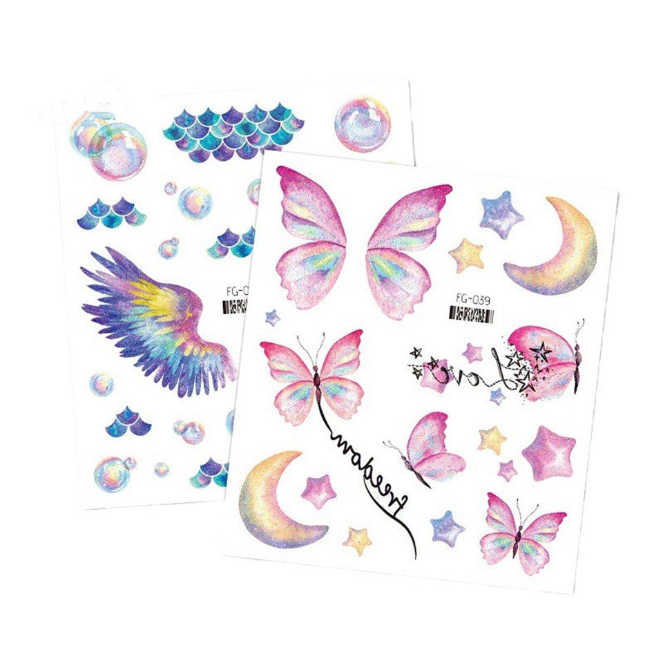 Glitter Gradient Butterfly Wing Tattoo Eye Corner Face Stickers Children's Eye Makeup DIY Stickers Fish Scale Performance Catwalk
