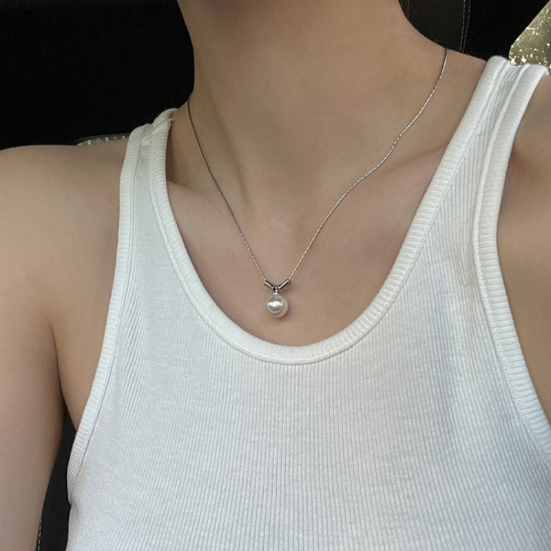 Liluo New S925 Sterling Silver Pearl Necklace Accessories for Women, Non-Fading, High-End Feel, Versatile Spring and Summer Clavicle Chain Wholesale