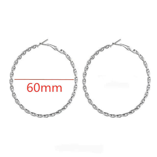 40mm 60mm 70mm 80mm Exaggerate Big Smooth Circle Hoop Earrings Brincos Simple Party Round Loop Bijoux for Women Jewelry