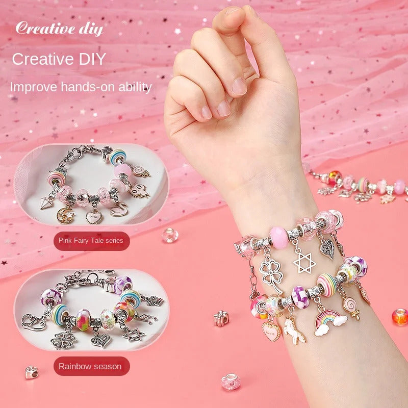 DIY Beaded Bracelet Set with Storage Box for Girls Gift Acrylic European Large Hole Beads Handmade Diy Jewelry Making Kit