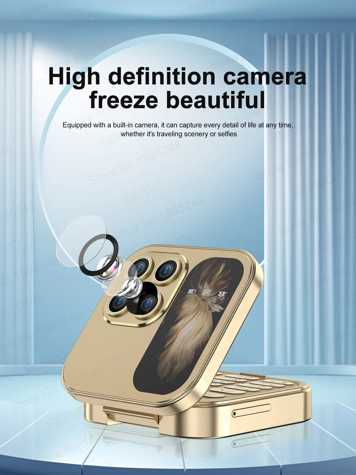 SERVO i17 Mini Dual SIM Card Fold Mobile Phone 2G Network Video Player Flashlight FM Radio Magic Voice Small Box Flip Cellphones