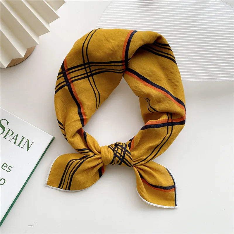 Cotton Linen 55cm Square Scarf Women Kerchief Flower Print Geometric Neckerchief Scarves  Headwrap Bandanas Hairband Headbands