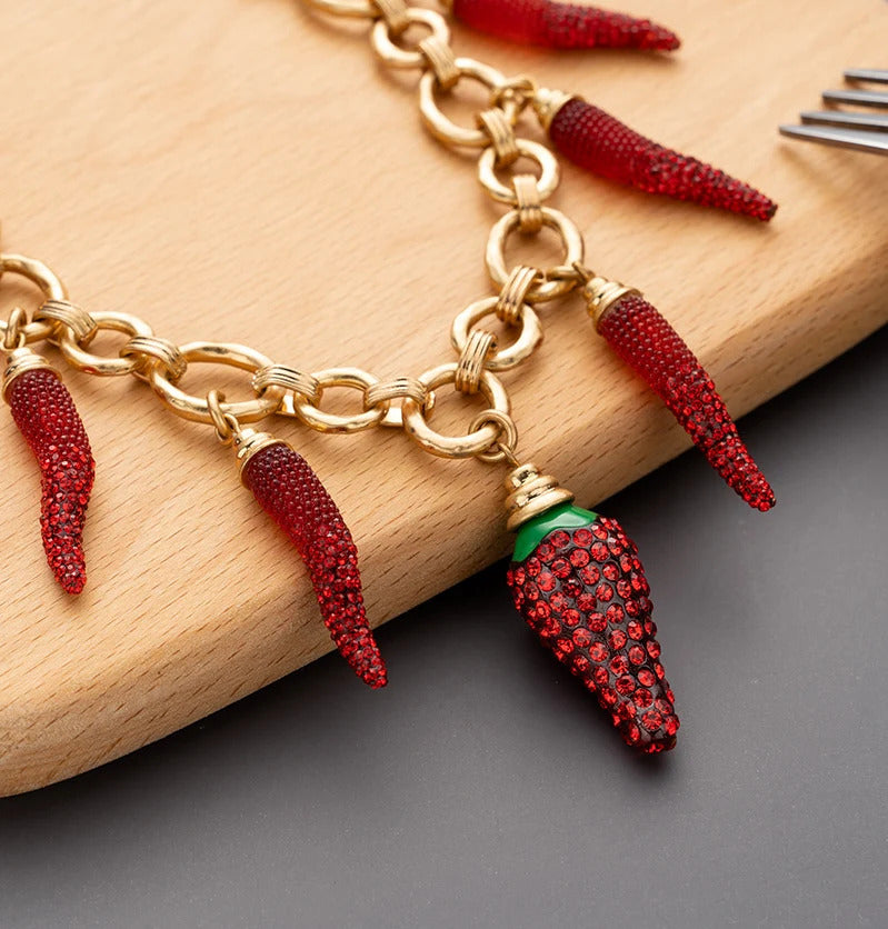 red Pepper Necklaces for Women Multilayer Collar Chain Verse Christian Jewelry 18K Gold Choker Plated/Stainless