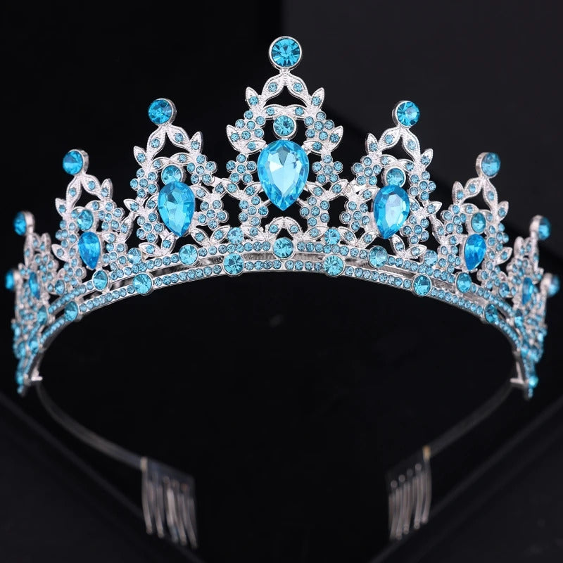 Wedding Hair Tiara Crystal Bridal Tiara Crown Silver Color Diadem Veil Tiaras Wedding Hair Accessories Headpieces Head Jewelry