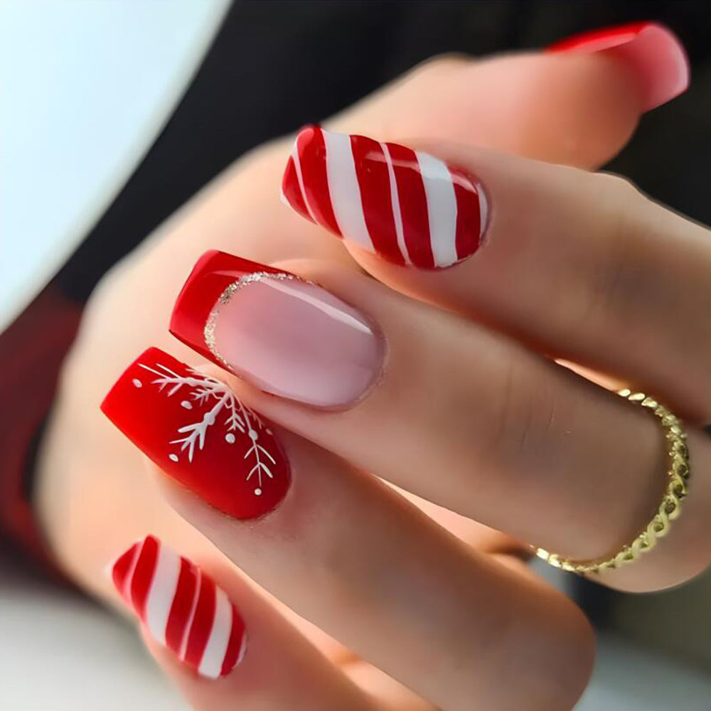 Christmas Wearable Nails Fake Nails Nail Tips Manicure Christmas Hot Press-on Fake Nail Stickers
