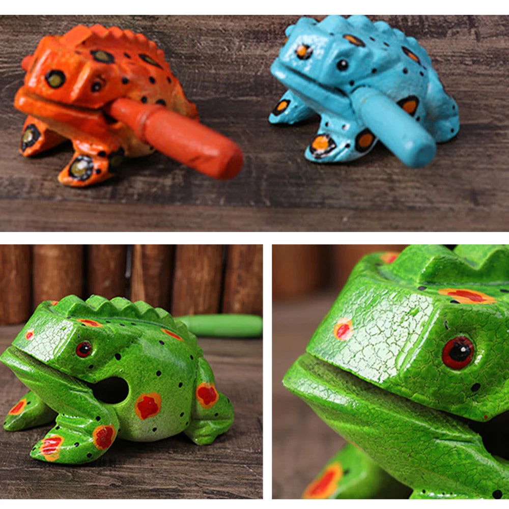 Colorful Wooden Frog Guiro Rasp,Handcrafted Wooden Frog Musical Instrument,African Wooden Frog Rasp Musical Instrument for Adult