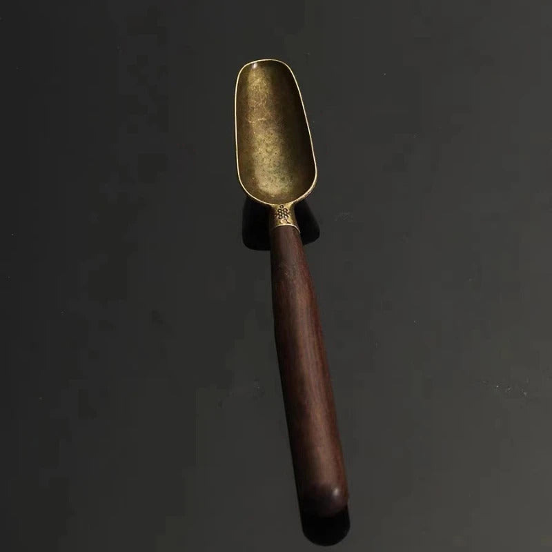 Alloy Ebony Coffee Scoops Tea Spoon Natural Wood Retro Tea Leaves Shovel KongFu Tea Ceremony Accessories Coffee Bean Spoons