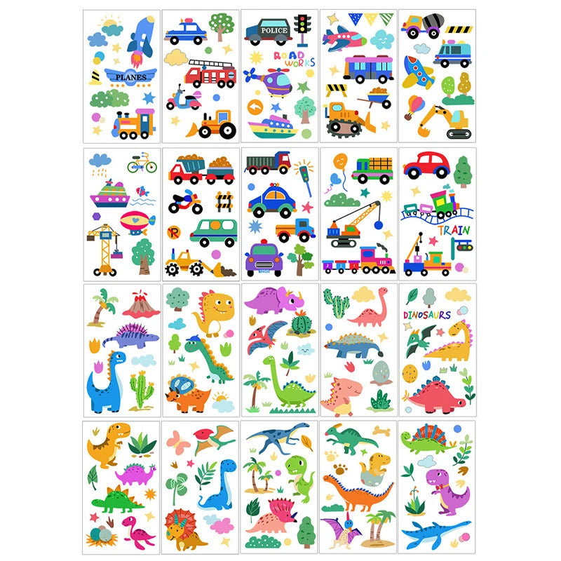 10 Pack Fake Tattoo Stickers Cartoon Temporary Tattoos Kids Arms Diy Body Art Cartoon Collection Mermaid Animals Astronaut
