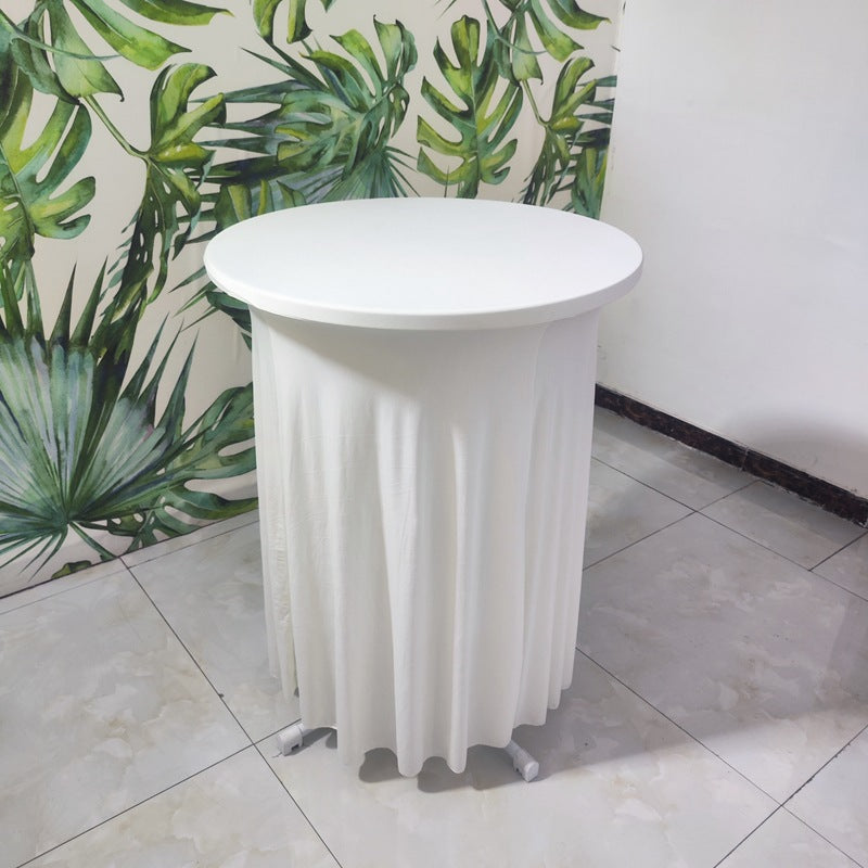 Elastic Tablecloth Cocktail Skirt Table Cover Banquet High Bar Round Elastic Cover