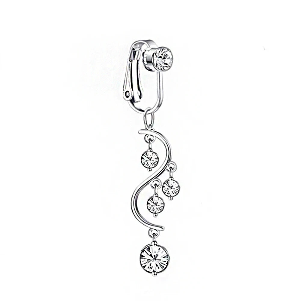 Faux Fake Belly Ring Snake Fake Belly Piercing Clip on Umbilical Navel Belly Button Cartilage Clip on Earrings Body Jewelry