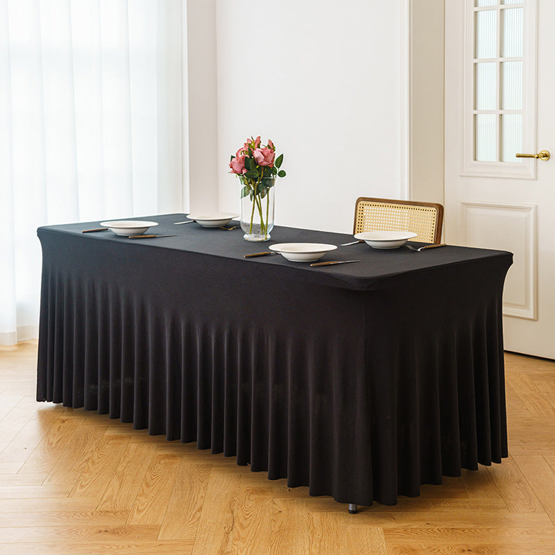 Elastic Table Cover Wedding Banquet 6FT Sun Skirt Rectangular Hem Hotel Party