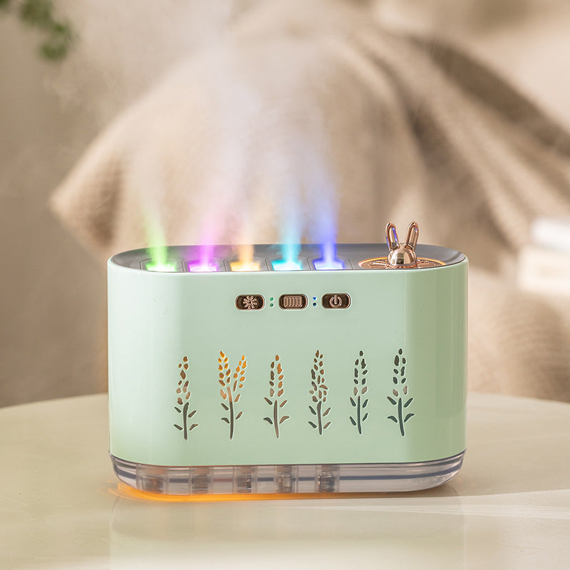 Air Humidifier for Home, Silent Bedroom Five-Hole Spray Aromatherapy, Creative Dynamic Colorful Sound-Controlled