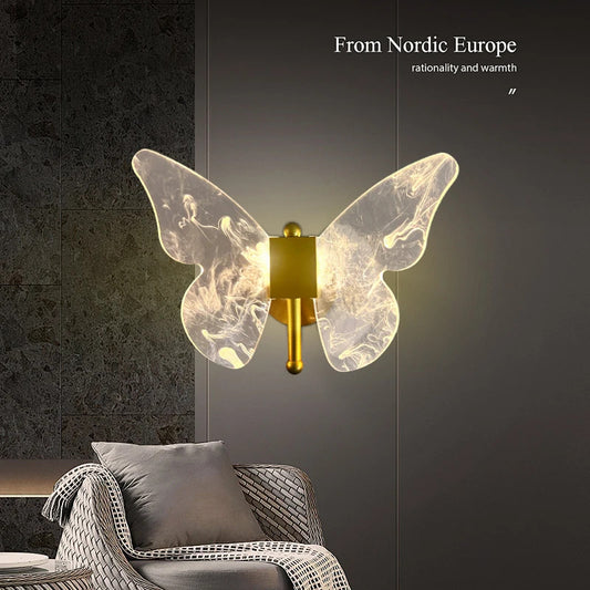 Butterfly Wall Lamp Corridor Lamp Modern Simple Creative Nordic Living Room Bedside Bedroom Lamp LED Indoor Lighting Decoration