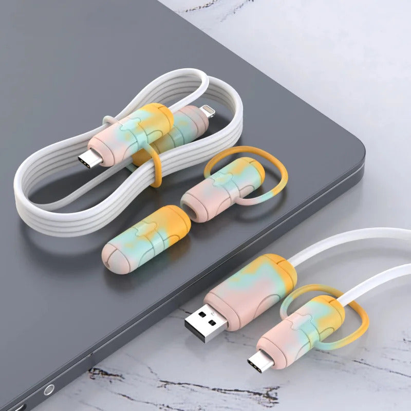 Silicone Cartoon Cable Winder Anti-Break Mobile Phone Charging Cable Strap Protector Carabiner Data Cable Protection Cover