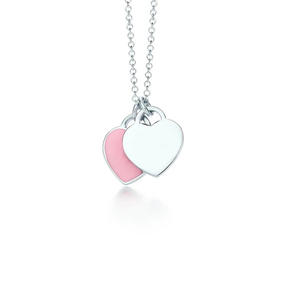 Designer 925 Silver Jewelry Necklace Woman Retro Heart-Shaped Enamel For Girls Cute Silver Bead Birthday Gift