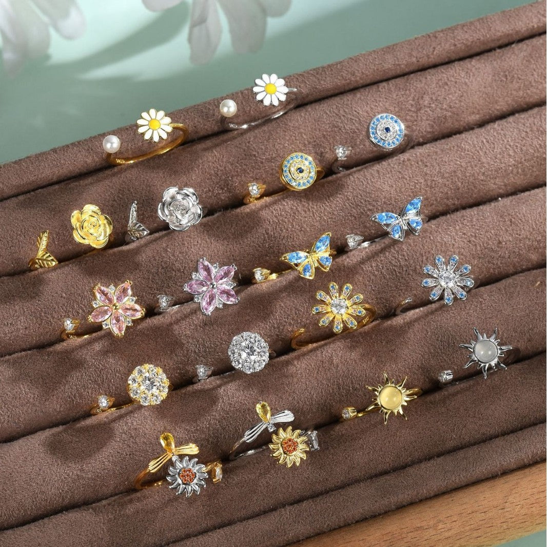 Cross-Border AliExpress Rotatable Stress Relief S925 Sterling Silver Ring for Women New Open Design Amazon Wholesale Live Streaming