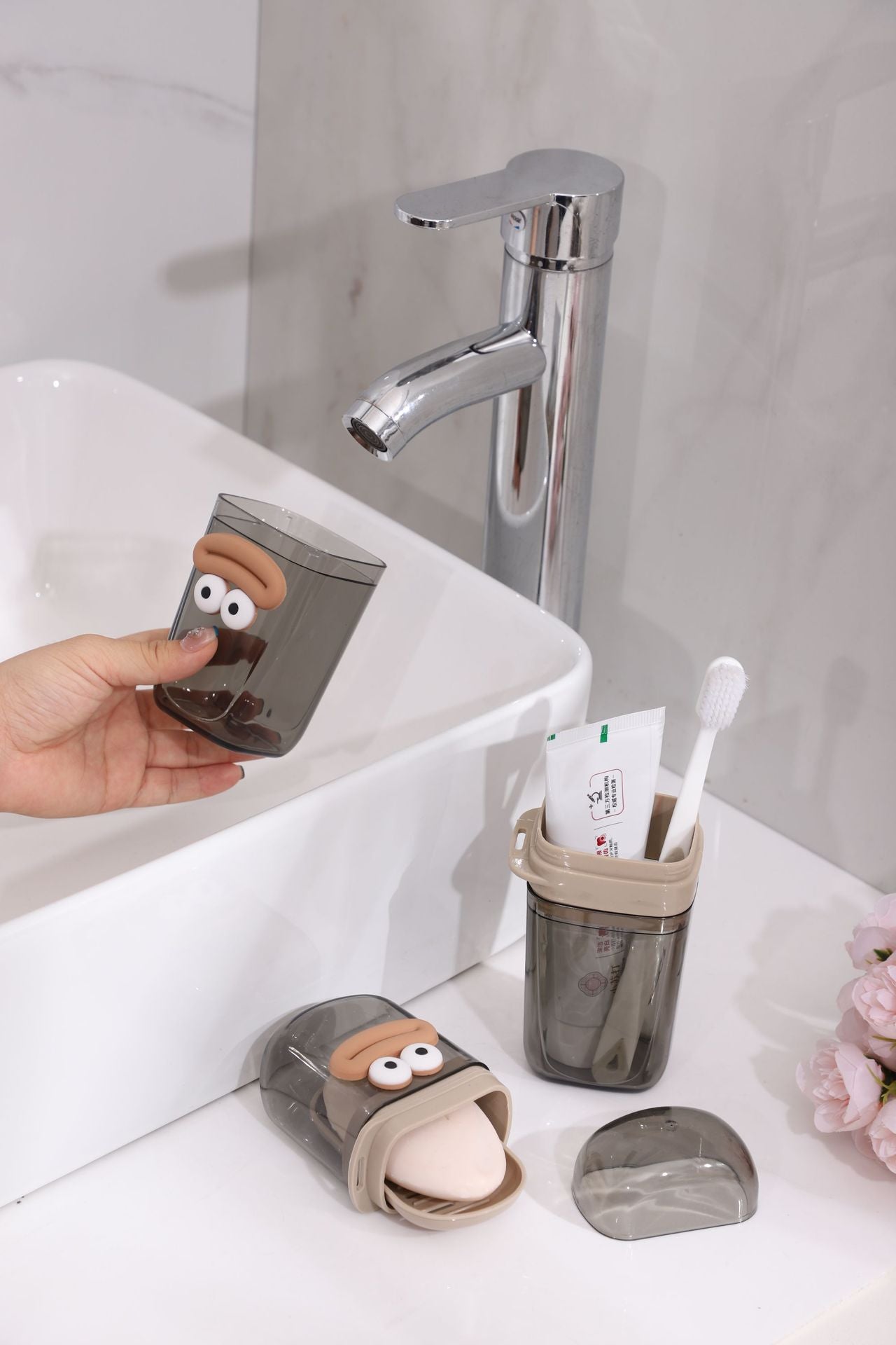 Cartoon Cute Mouthwash Cup Home Children Travel Portable Washing Cup Soap Box Set Toothbrush Cup Toothpaste
