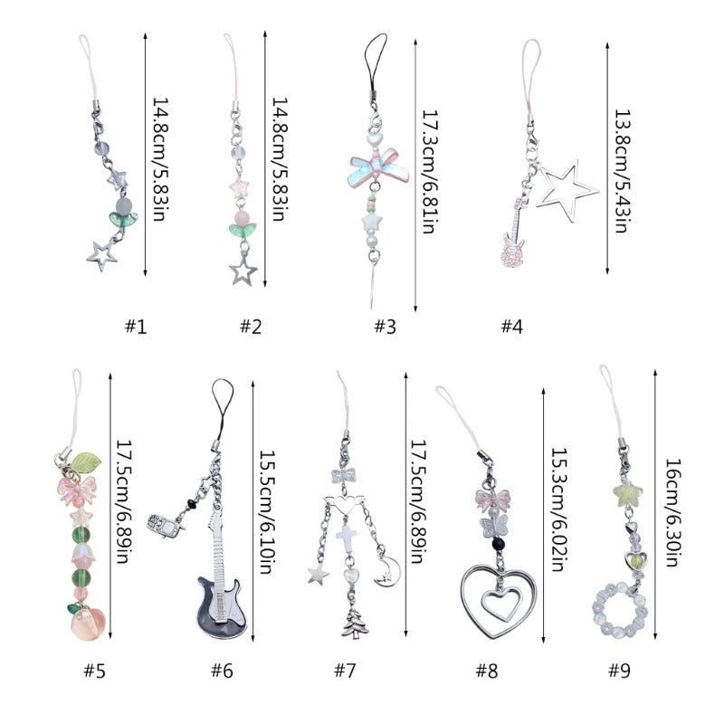 Stylish Phone Strap Trendy Phone Charm Portable Beaded Phone Chain Alloy Material Beads Phone Pendant for Girl and Women