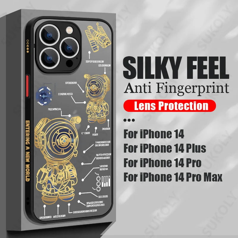 Astronaut Acrylic Phone Case For iPhone 16 13 14 Pro 15 16 Max 12 Pro Max 11 14 15 Plus Shockproof Matte Cartoon Hard Back Cover