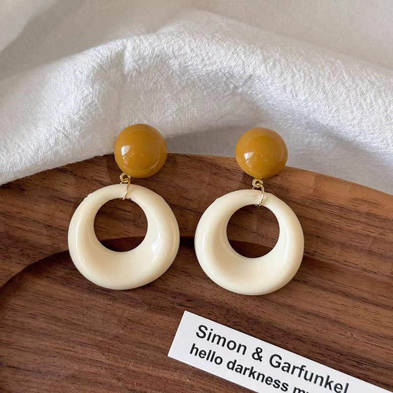 Summer Color-Block Hoop Earrings for Women Without Pierced Ears, Clip-On Round Hoop Studs, 2025 Spring/Summer New Dopamine Exaggerated Accessories