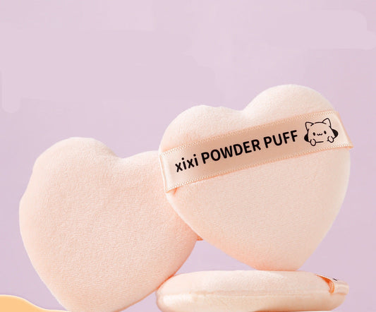 xixi Heart Peach Short Velvet Setting Powder Puff Flocked Soft Non-Powder-Absorbing Makeup Sponge Tool for Studio Use