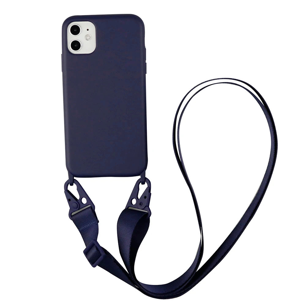2025 Crossbody Strap Lanyard Silicone Phone Case For iPhone 16 15 14 13 12 Mini 11 Pro Max Plus Candy Color Soft TPU Back Cover