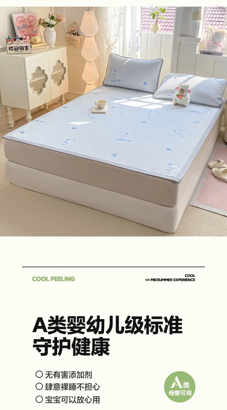 Capibara Summer Bed Mat Queen Soft Breathable Ice Bean Cooling Mat Coolness Summer Mat Cool Down Mattress Protector Pad Bedsheet