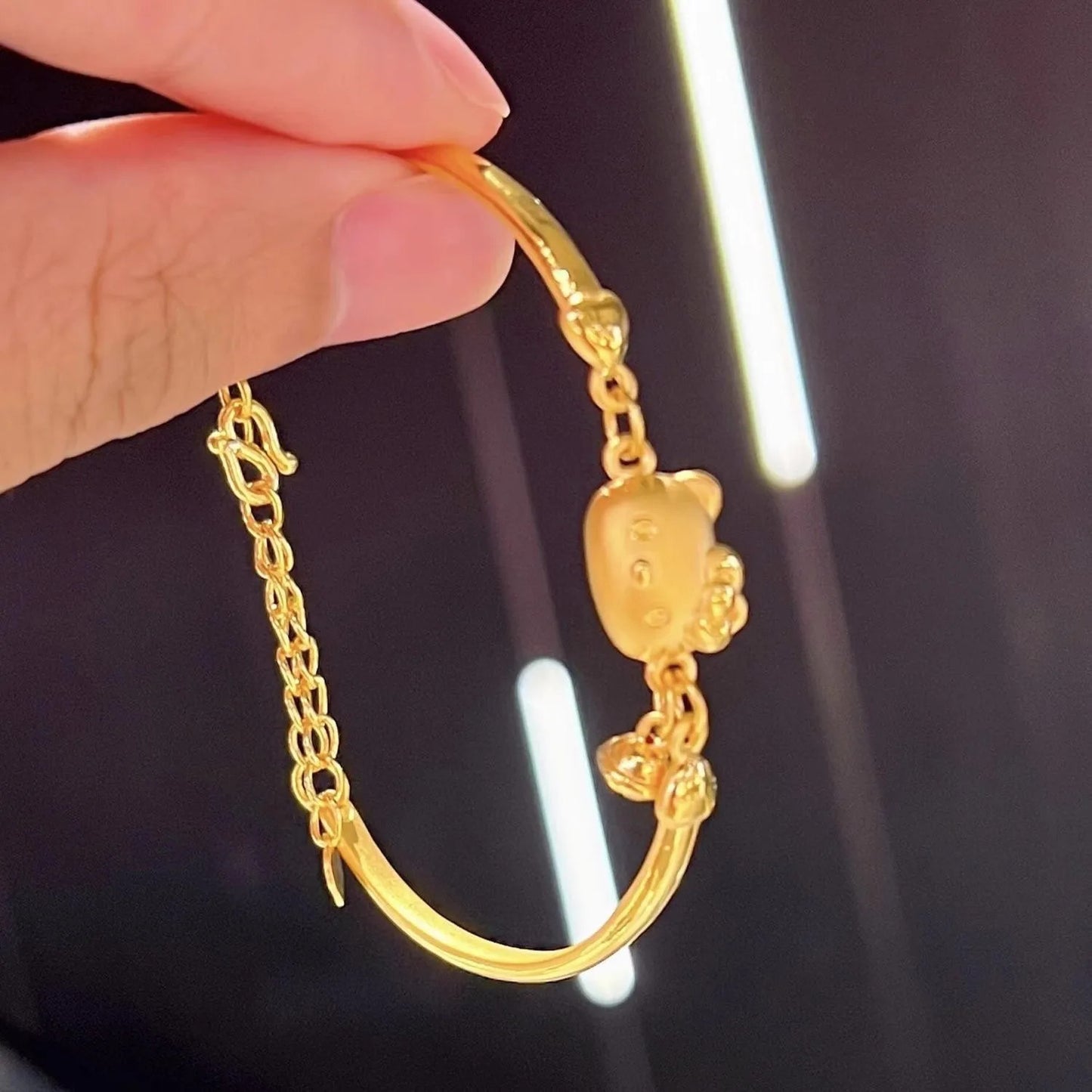 9999 24K real gold store same style gold women's bracelet sexy cat bell series party jewelry