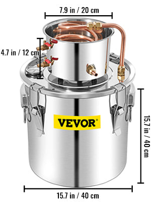 VEVOR 50L Moonshine Still Alcohol Distiller w/ Water Pump Stainless Copper DIY Home Brew Ethanol Wine Essential Oil Brewing Kit
